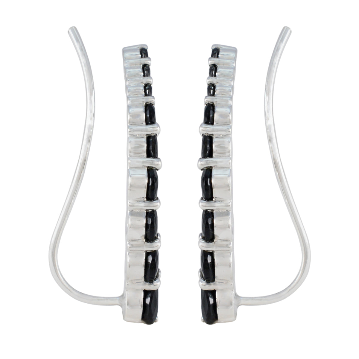 Black-Onyx-African-Yuki-multiple-EarCuff-Black-Silver-Earring