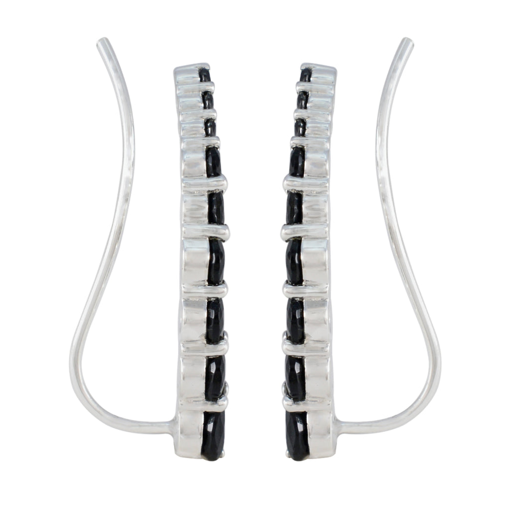 Black-Onyx-African-Yuki-multiple-EarCuff-Black-Silver-Earring