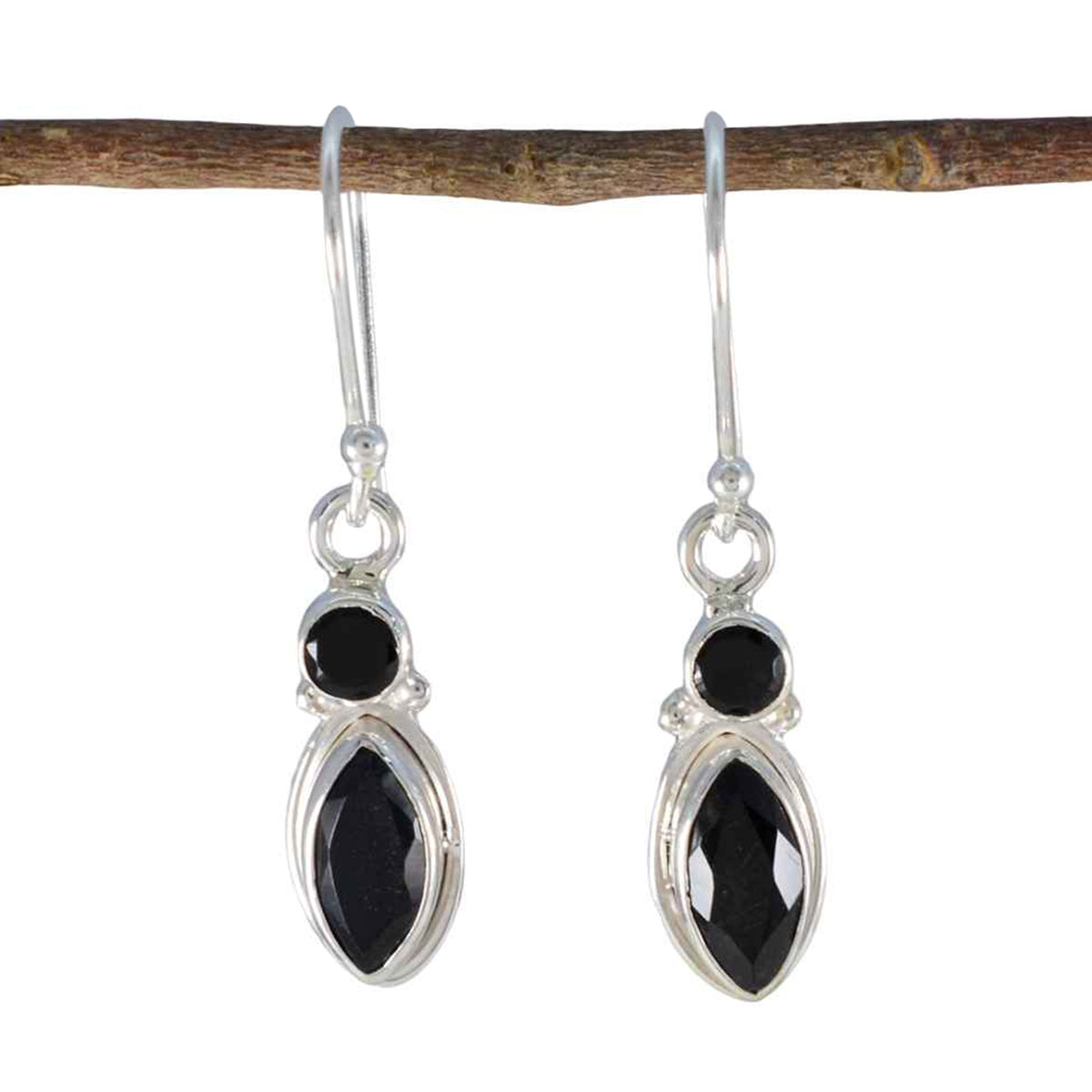 Black-Onyx-Spanish-Anna-Toi-et-Moi-Dangle-Black-92.5-Silver-Earring Image principale du produit