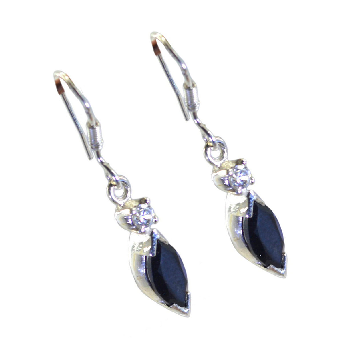 Boucles d'oreilles pendantes multiples en argent 92,5 noir avec onyx noir et pierre japonaise Ha-eun Image secondaire du produit