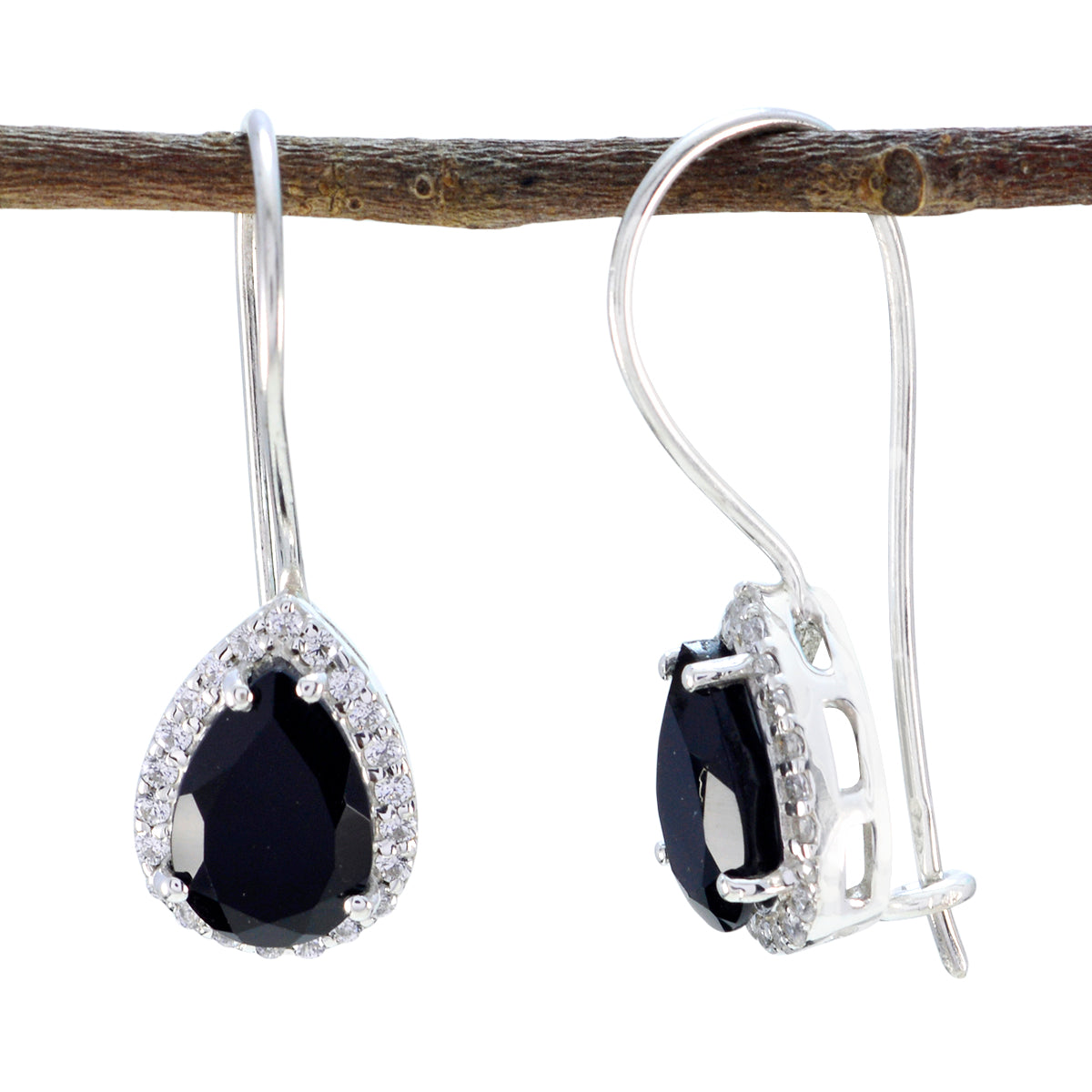 Black-Onyx-Mexican-Hua-multiple-Dangle-Black-925-Sterling-Silver-Earring Main image