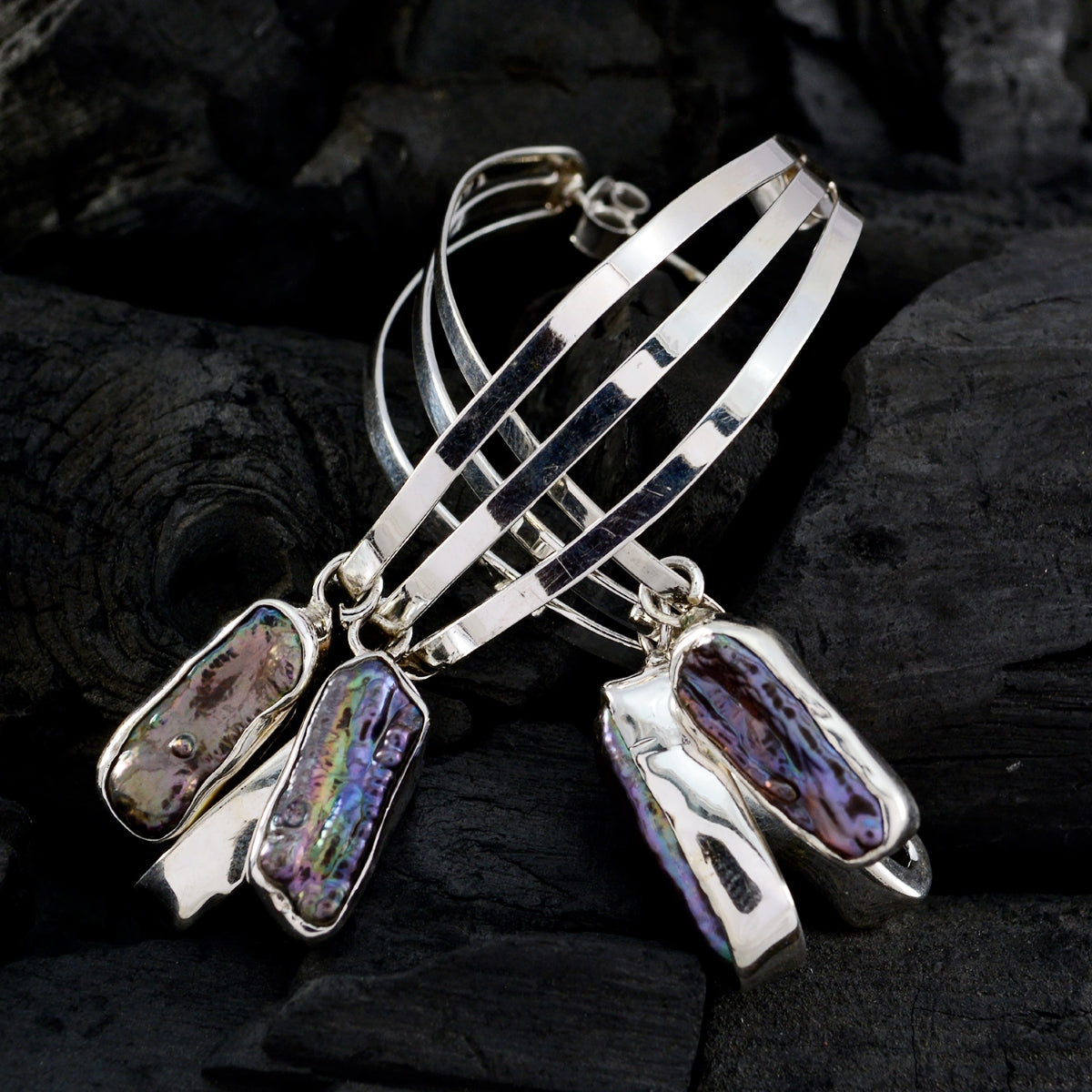 Grey-Pearl-Australian-Hye-jin-multiple-Dangle-Gray-925-Sterling-Silver-Earring