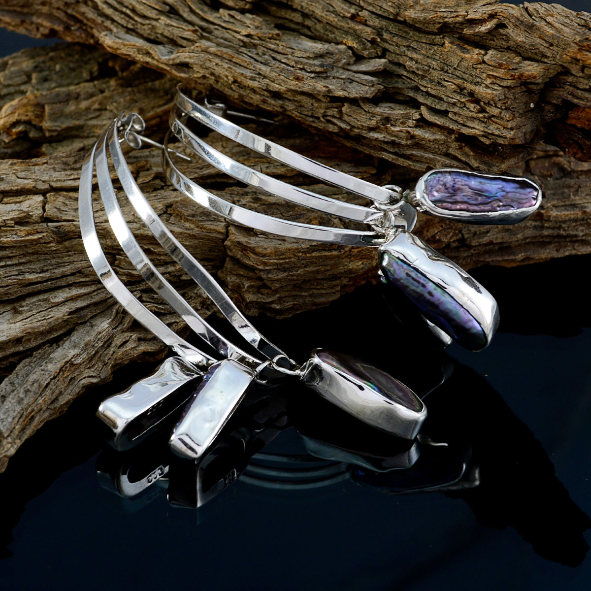 Grey-Pearl-Australian-Hye-jin-multiple-Dangle-Gray-925-Sterling-Silver-Earring