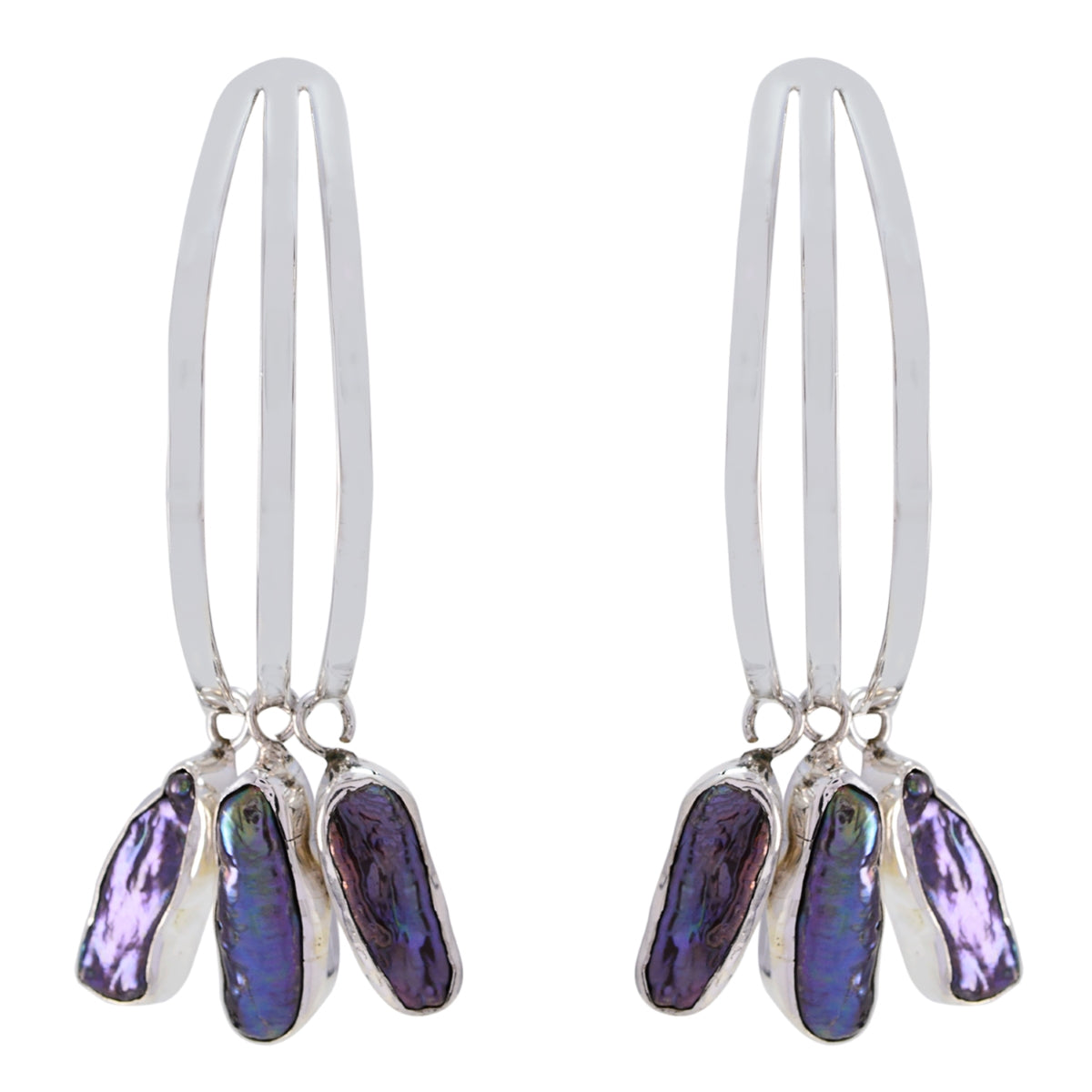 Grey-Pearl-Australian-Hye-jin-multiple-Dangle-Gray-925-Sterling-Silver-Earring Huvudsaklig produktbild