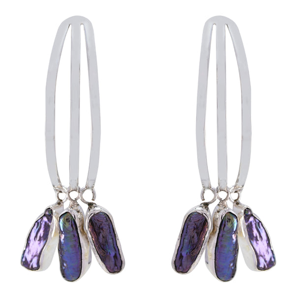 Grey-Pearl-Australian-Hye-jin-multiple-Dangle-Gray-925-Sterling-Silver-Earring