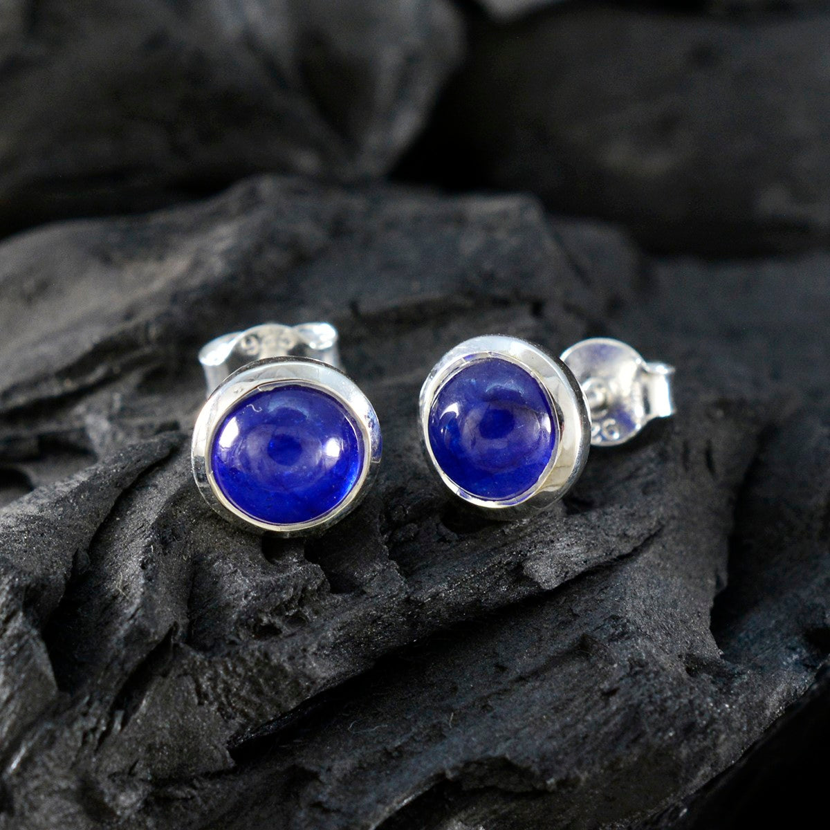 Blue-Sapphire-CZ-American-Riley-Solitaire-Stud-Blue-Sterling-Silver-Earring