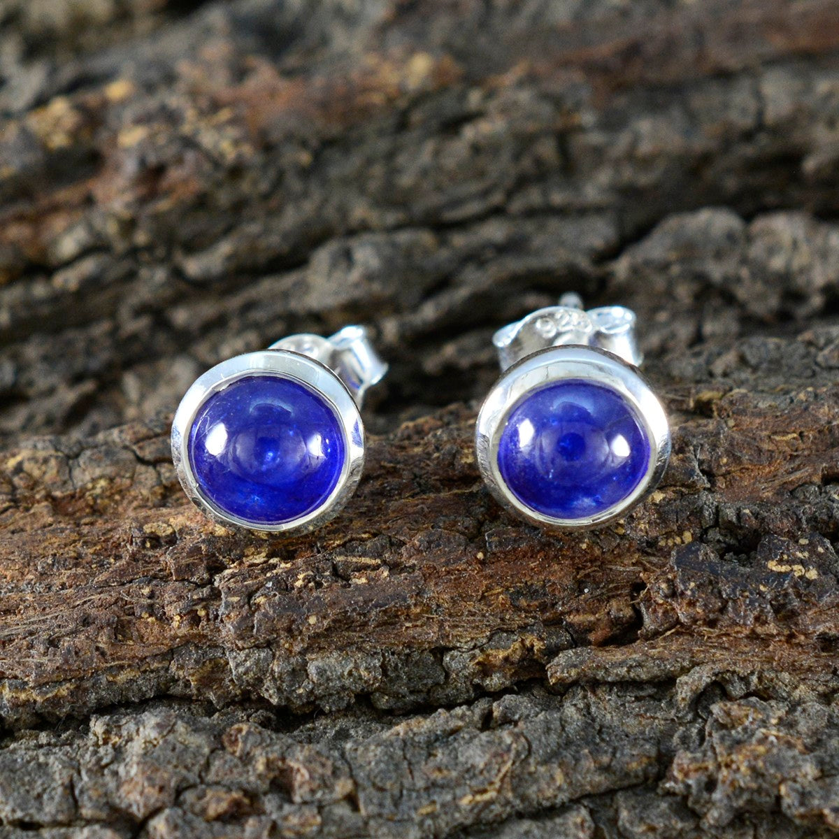 Blue-Sapphire-CZ-American-Riley-Solitaire-Stud-Blue-Sterling-Silver-Earring