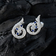 Blue-Sapphire-CZ-Spanish-Hazel-multiple-Stud-Blue-92.5-Silver-Earring