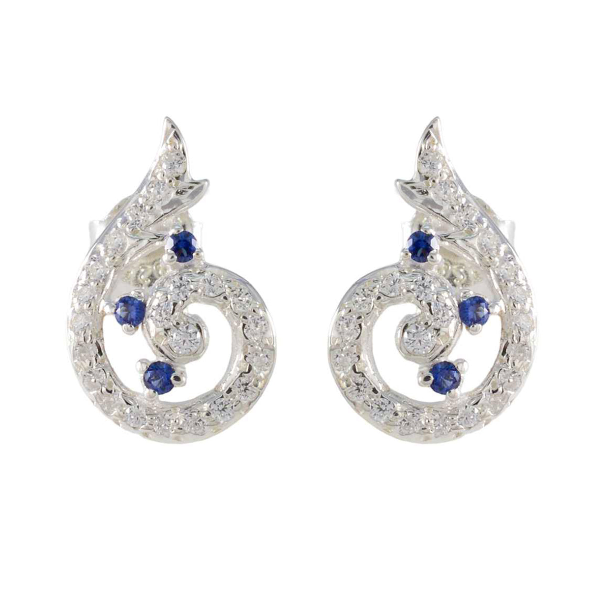 Blue-Sapphire-CZ-Spanish-Hazel-multiple-Stud-Blue-92.5-Silver-Earring Image principale du produit