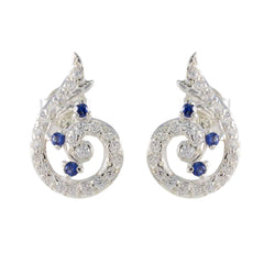 Blue-Sapphire-CZ-Spanish-Hazel-multiple-Stud-Blue-92.5-Silver-Earring