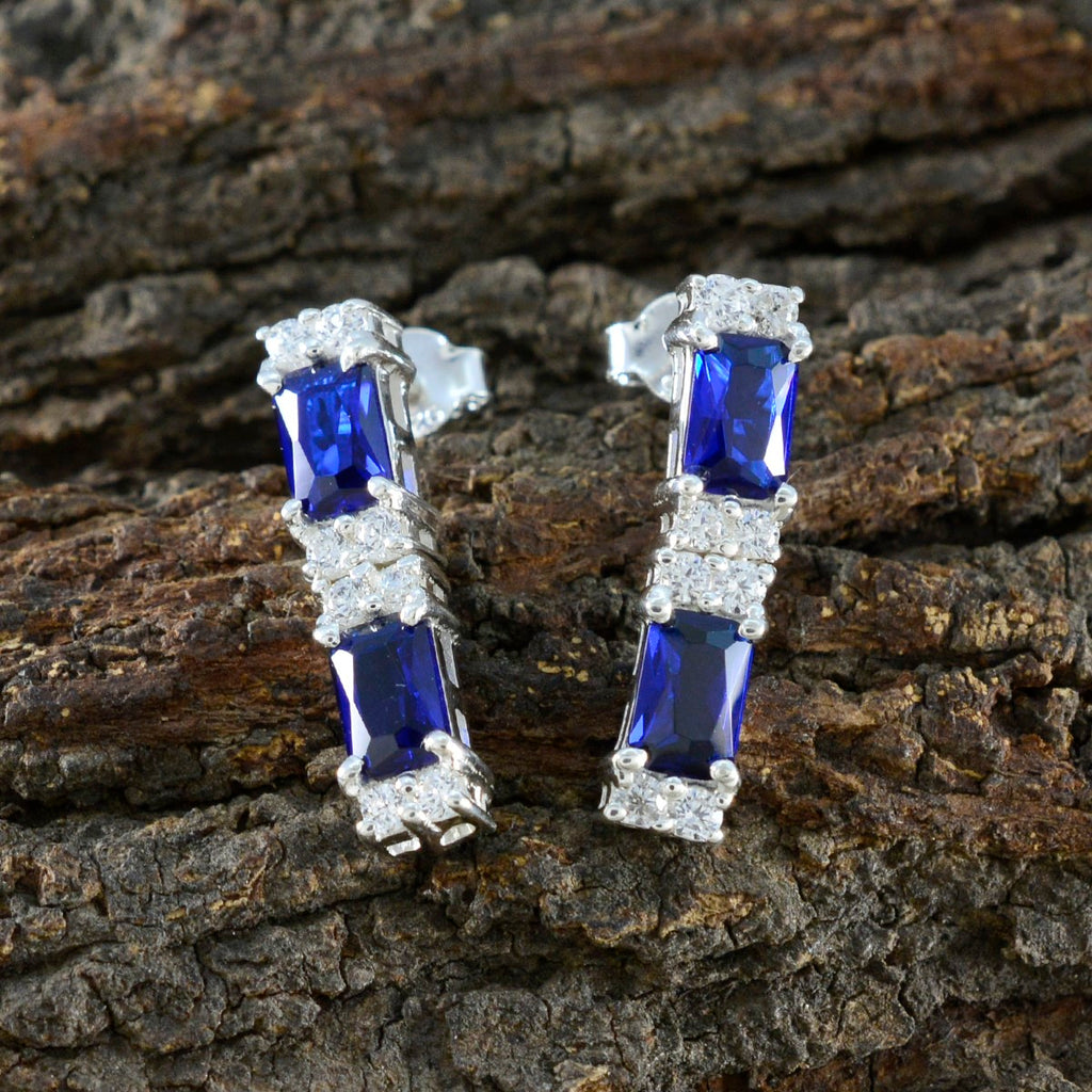 Blue-Sapphire-CZ-American-Aiko-multiple-Stud-Blue-925-Silver-Earring