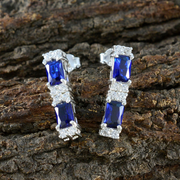 Blue-Sapphire-CZ-American-Aiko-multiple-Stud-Blue-925-Silver-Earring