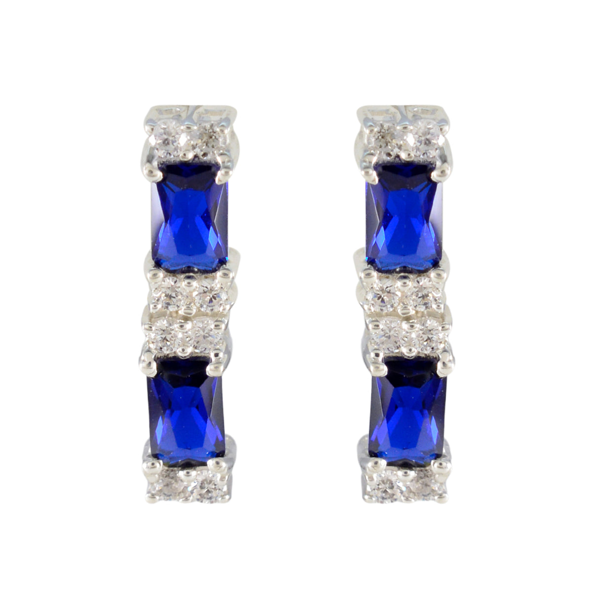 Blue-Sapphire-CZ-American-Aiko-multiple-Stud-Blue-925-Silver-Earring
