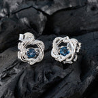 Blue-Sapphire-CZ-Russian-Lourdes-multiple-Stud-Blue-925-Sterling-Silver-Earring