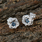 Blue-Sapphire-CZ-Russian-Lourdes-multiple-Stud-Blue-925-Sterling-Silver-Earring