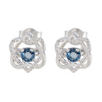 Blue-Sapphire-CZ-Russian-Lourdes-multiple-Stud-Blue-925-Sterling-Silver-Earring