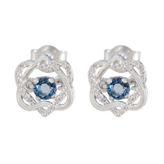 Blue-Sapphire-CZ-Russian-Lourdes-multiple-Stud-Blue-925-Sterling-Silver-Earring