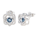Blue-Sapphire-CZ-Russian-Lourdes-multiple-Stud-Blue-925-Sterling-Silver-Earring