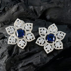 Blue-Sapphire-CZ-American-Mei-multiple-Stud-Blue-92.5-Silver-Earring