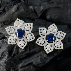 Blue-Sapphire-CZ-American-Mei-multiple-Stud-Blue-92.5-Silver-Earring