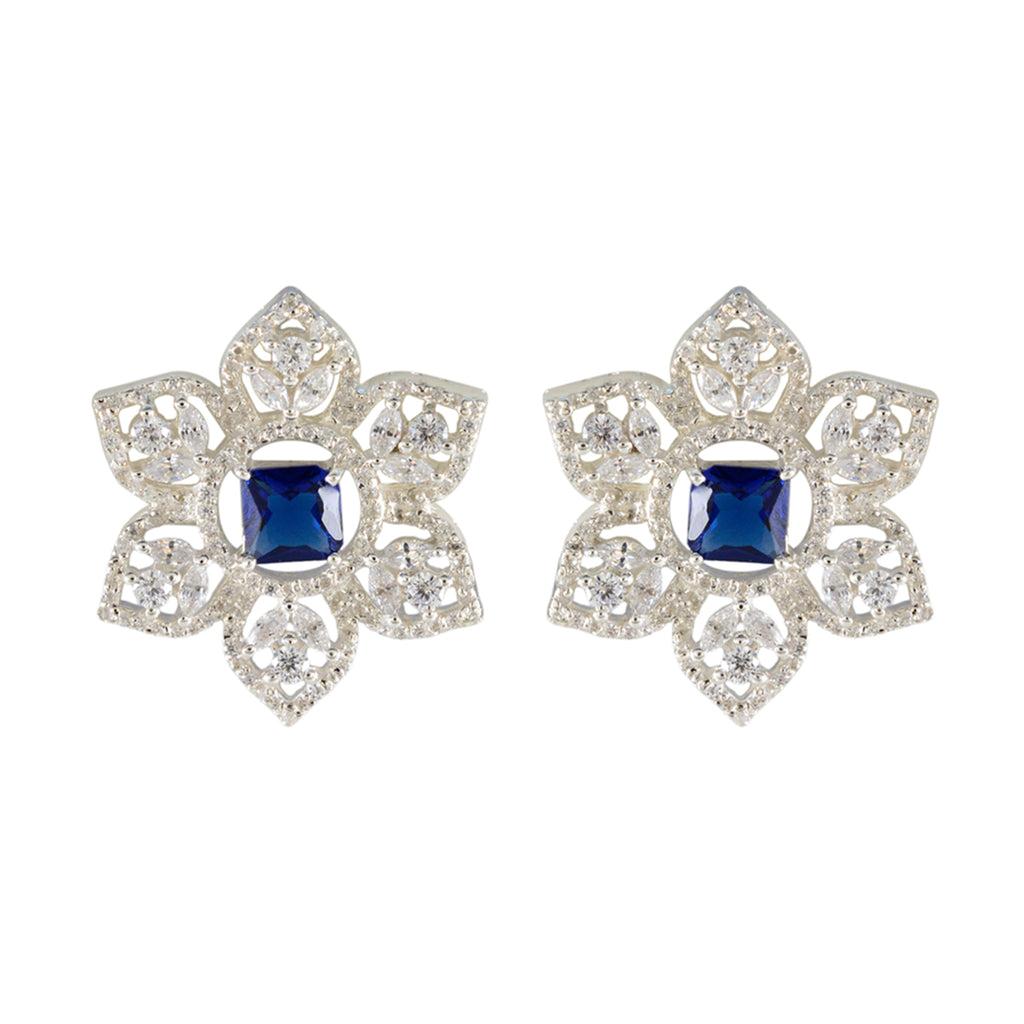 Blue-Sapphire-CZ-American-Mei-multiple-Stud-Blue-92.5-Silver-Earring
