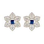 Blue-Sapphire-CZ-American-Mei-multiple-Stud-Blue-92.5-Silver-Earring
