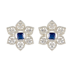 Blue-Sapphire-CZ-American-Mei-multiple-Stud-Blue-92.5-Silver-Earring