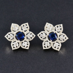 Blue-Sapphire-CZ-American-Mei-multiple-Stud-Blue-92.5-Silver-Earring