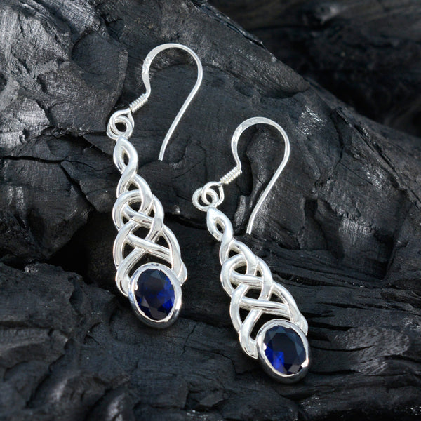 Blue-Sapphire-CZ-Russian-Mei-Solitaire-Dangle-Blue-92.5-Silver-Earring