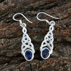 Blue-Sapphire-CZ-Russian-Mei-Solitaire-Dangle-Blue-92.5-Silver-Earring