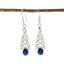 Blue-Sapphire-CZ-Russian-Mei-Solitaire-Dangle-Blue-92.5-Silver-Earring