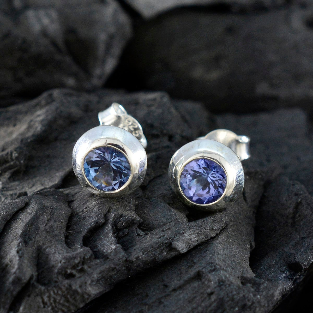 Blue-Sapphire-CZ-American-Amanda-Solitaire-Stud-Blue-925-Sterling-Silver-Earring