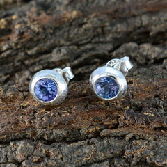 Blauer Saphir-CZ-American-Amanda-Solitär-Ohrstecker-Blau-925-Sterling-Silber-Ohrring