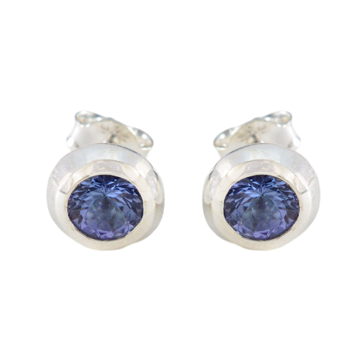 Blue-Sapphire-CZ-American-Amanda-Solitaire-Stud-Blue-925-Sterling-Silver-Earring Image principale du produit