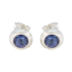 Blue-Sapphire-CZ-American-Amanda-Solitaire-Stud-Blue-925-Sterling-Silver-Earring