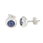 Blue-Sapphire-CZ-American-Amanda-Solitaire-Stud-Blue-925-Sterling-Silver-Earring