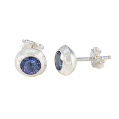 Blauer Saphir-CZ-American-Amanda-Solitär-Ohrstecker-Blau-925-Sterling-Silber-Ohrring