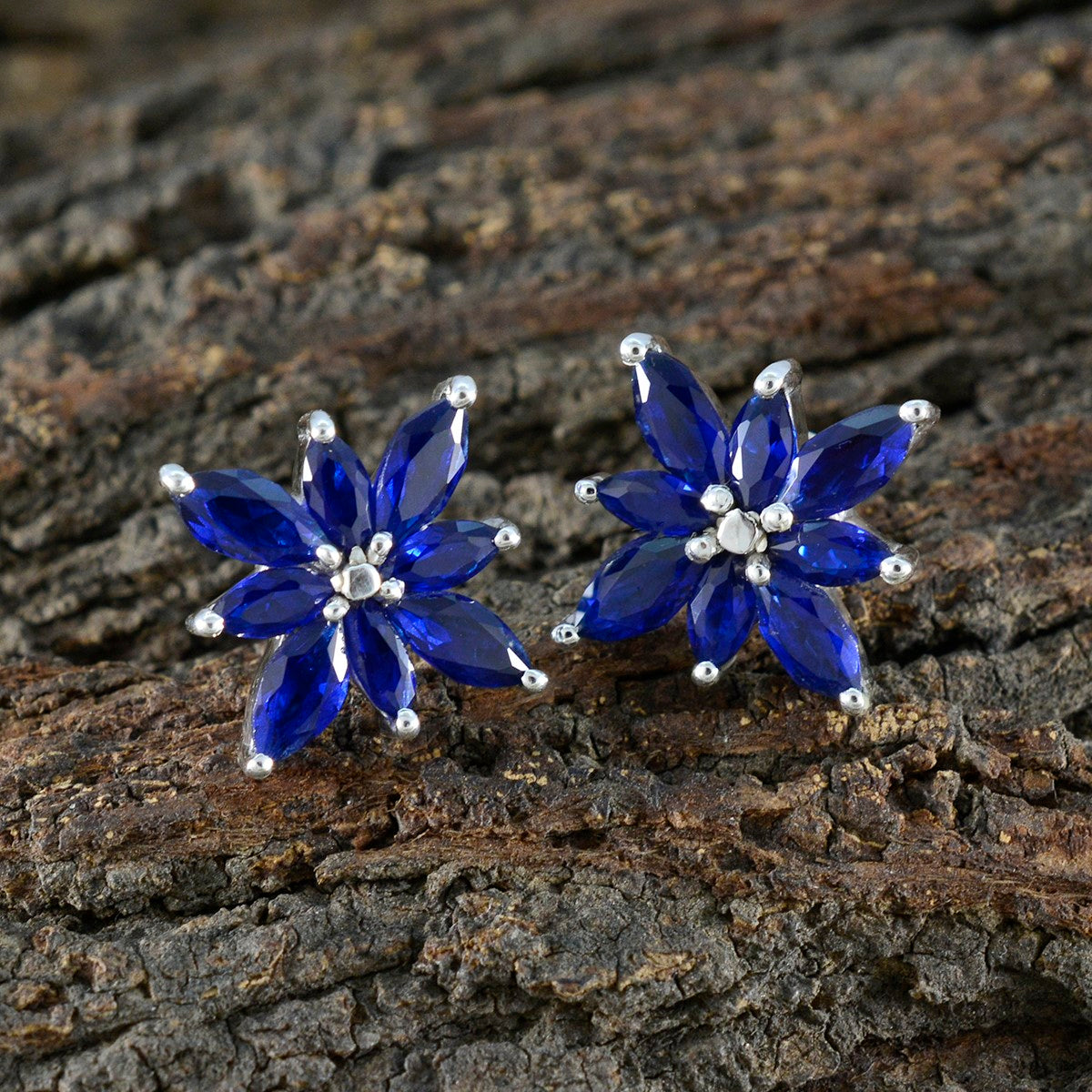 Blue-Sapphire-CZ-American-Micaela-multiple-Stud-Blue-Sterling-Silver-Earring