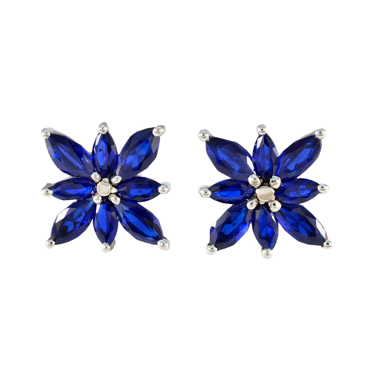Blue-Sapphire-CZ-American-Micaela-multiple-Stud-Blue-Sterling-Silver-Earring Hoofdafbeelding