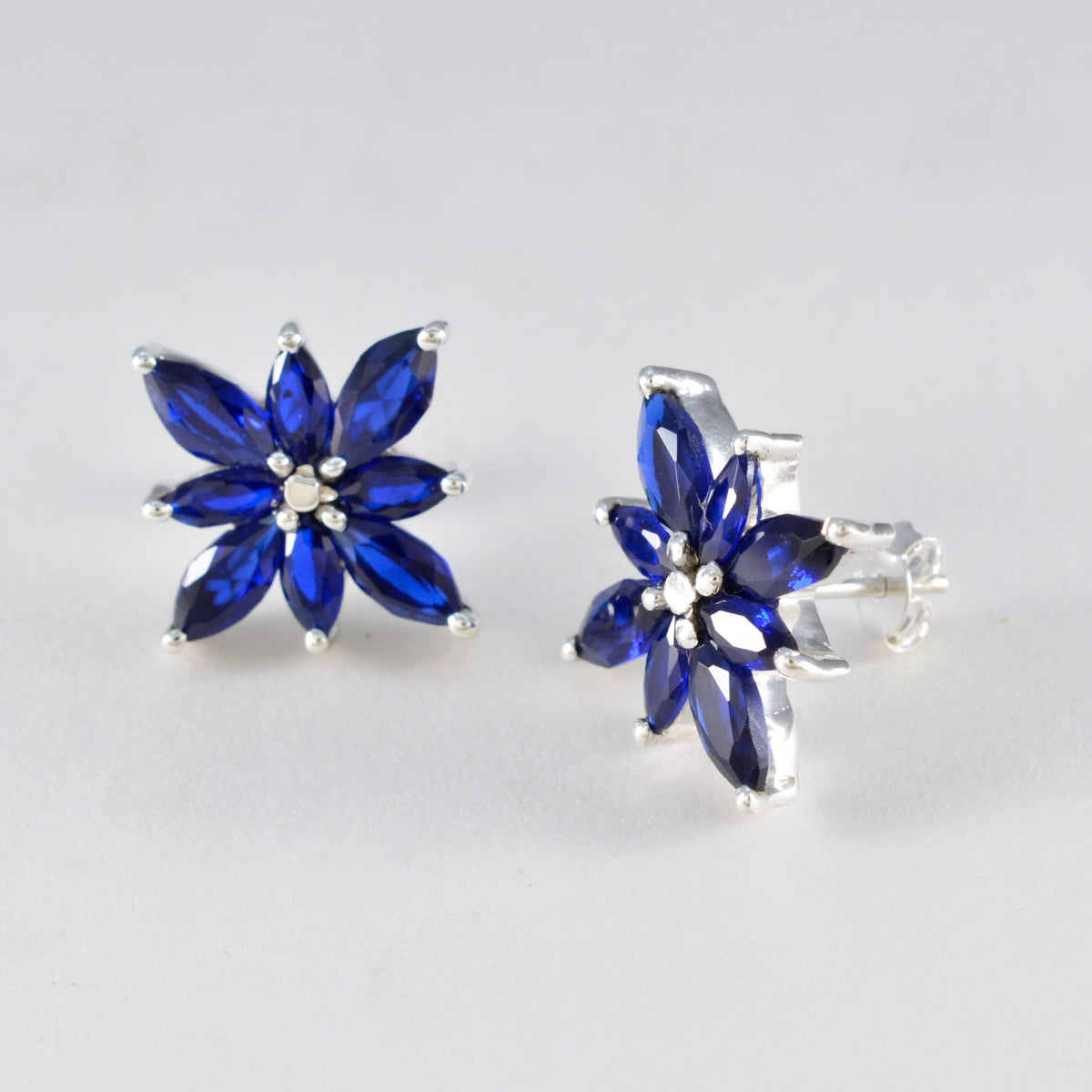 Blue-Sapphire-CZ-American-Micaela-multiple-Stud-Blue-Sterling-Silver-Earring