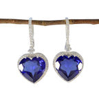 Blue-Sapphire-CZ-American-Lourdes-Solitaire-Dangle-Blue-925-Silver-Earring