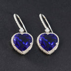 Blue-Sapphire-CZ-American-Lourdes-Solitaire-Dangle-Blue-925-Silver-Earring