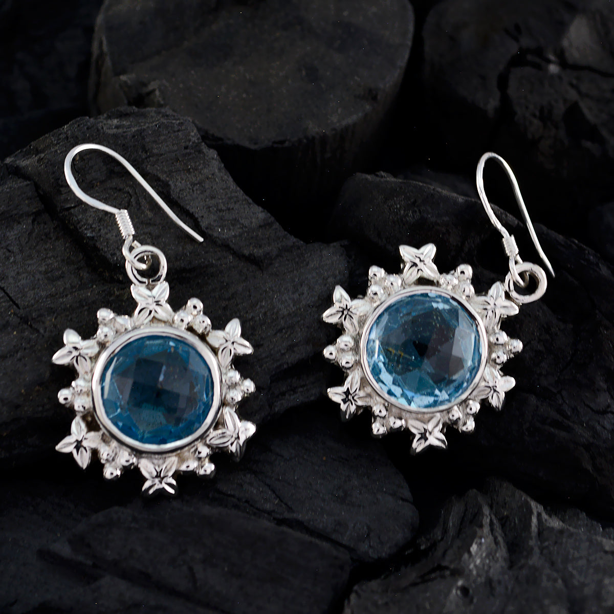 Blue-Topaz-Korean-Rina-multiple-Dangle-Blue-925-Silver-Earring