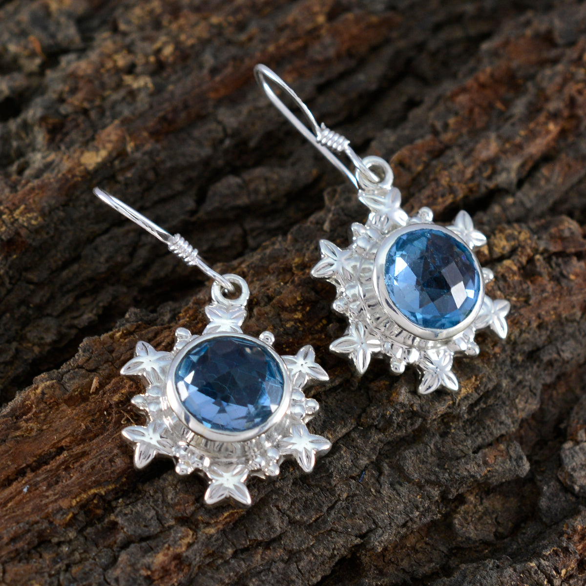 Blue-Topaz-Korean-Rina-multiple-Dangle-Blue-925-Silver-Earring