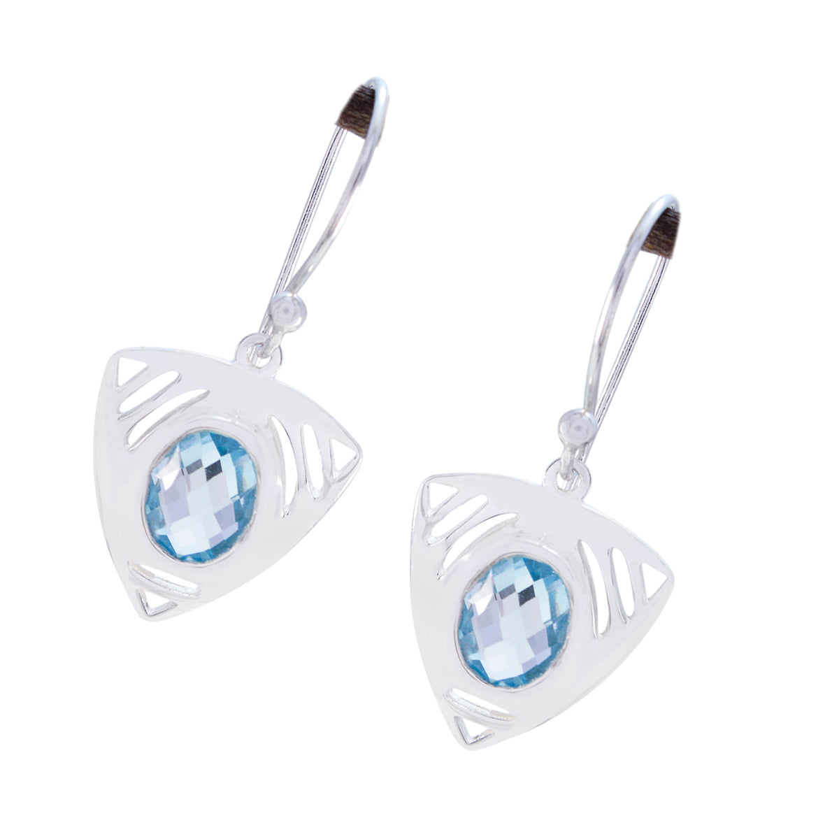 Blauwe Topaas Turkse Seo-yeon Solitaire Dangle Blauwe 925 Sterling Zilveren Oorbel Secundaire afbeelding