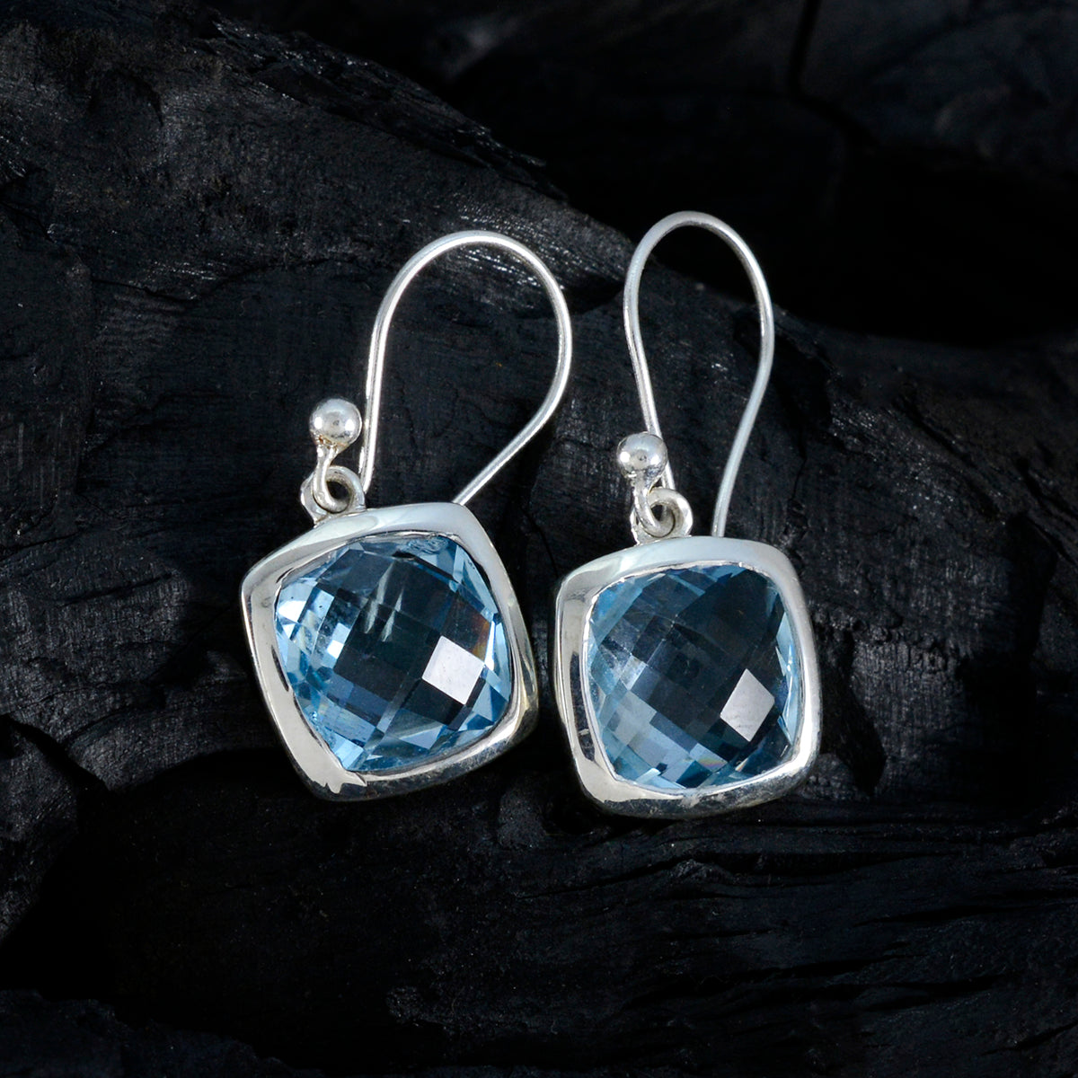 Blauwe Topaas Australische Chloe Solitaire Dangle Blauwe 92,5 Zilveren Oorbel Secundaire afbeelding