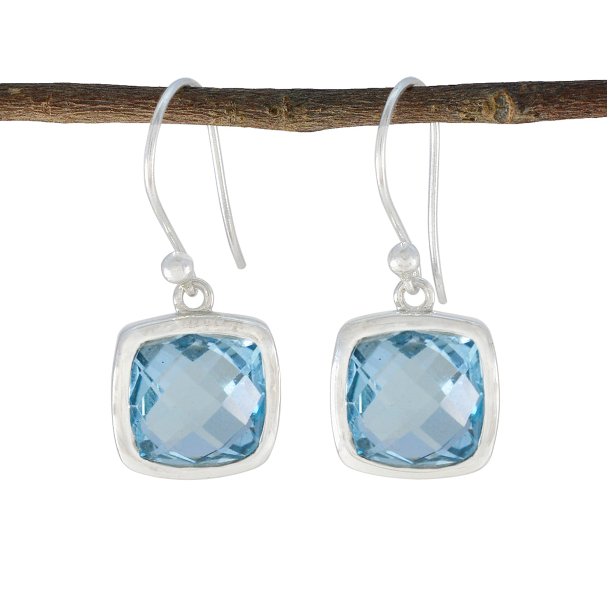 Blue-Topaz-Australian-Chloe-Solitaire-Dangle-Blue-92.5-Silver-Earring Immagine principale del prodotto