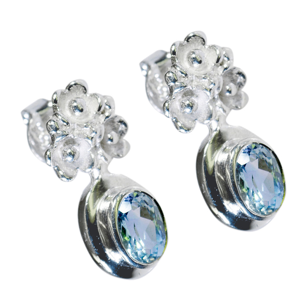 Blue-Topaz-Middle-Eastern-Wen-Solitaire-Stud-Blue-Silver-Earring