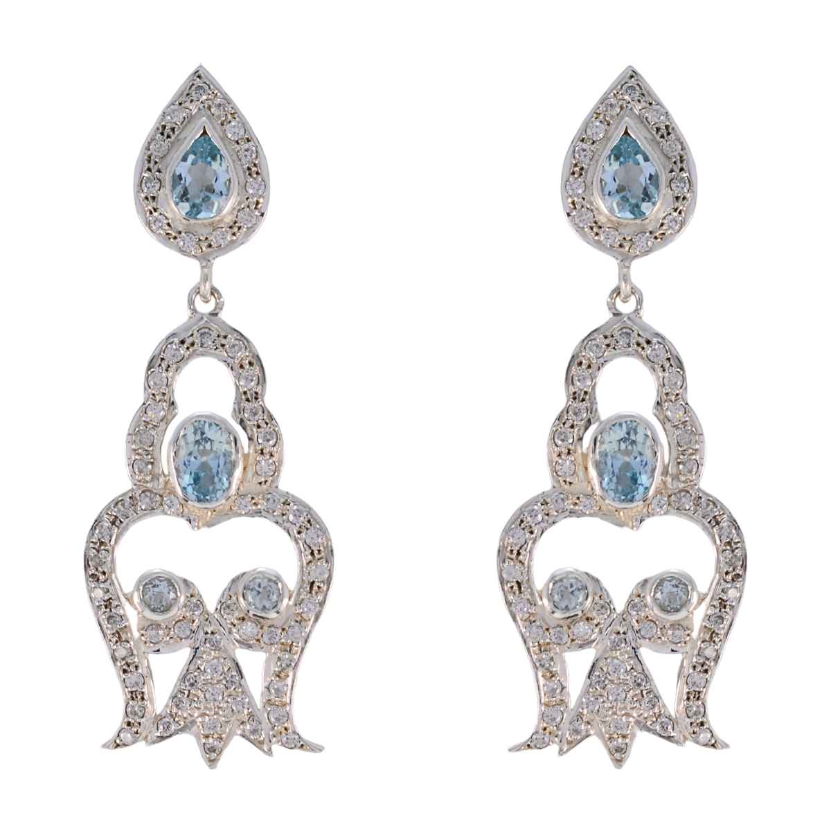 Blue-Topaz-Indian-Dewi-multiple-Stud-Blue-925-Sterling-Silver-Earring Imagen principal del producto