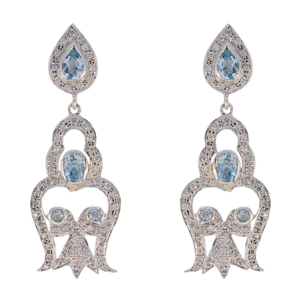 Blue-Topaz-Indian-Dewi-multiple-Stud-Blue-925-Sterling-Silver-Earring